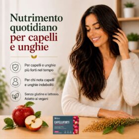 BeSalus Capelliforti mela annurca nutrimento quotidiano capelli e unghie donna capelli sani routine semplice