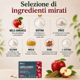 ingredienti mela annurca biotina zinco selenio miglio rame l cistina integratore capelli unghie BeSalus formula