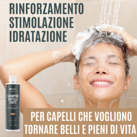 Donna che si lava i capelli con Shampoo Anticaduta Besalus CapelliForti