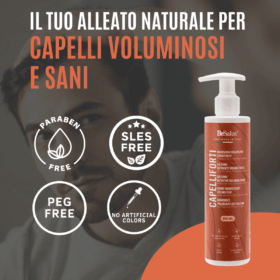Balsamo naturale Besalus senza parabeni, SLES e PEG, realizzato in Italia per capelli sani e voluminosi.