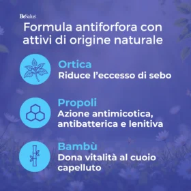 Shampoo antiforfora con ortica, propoli e bambù per il benessere del cuoio capelluto