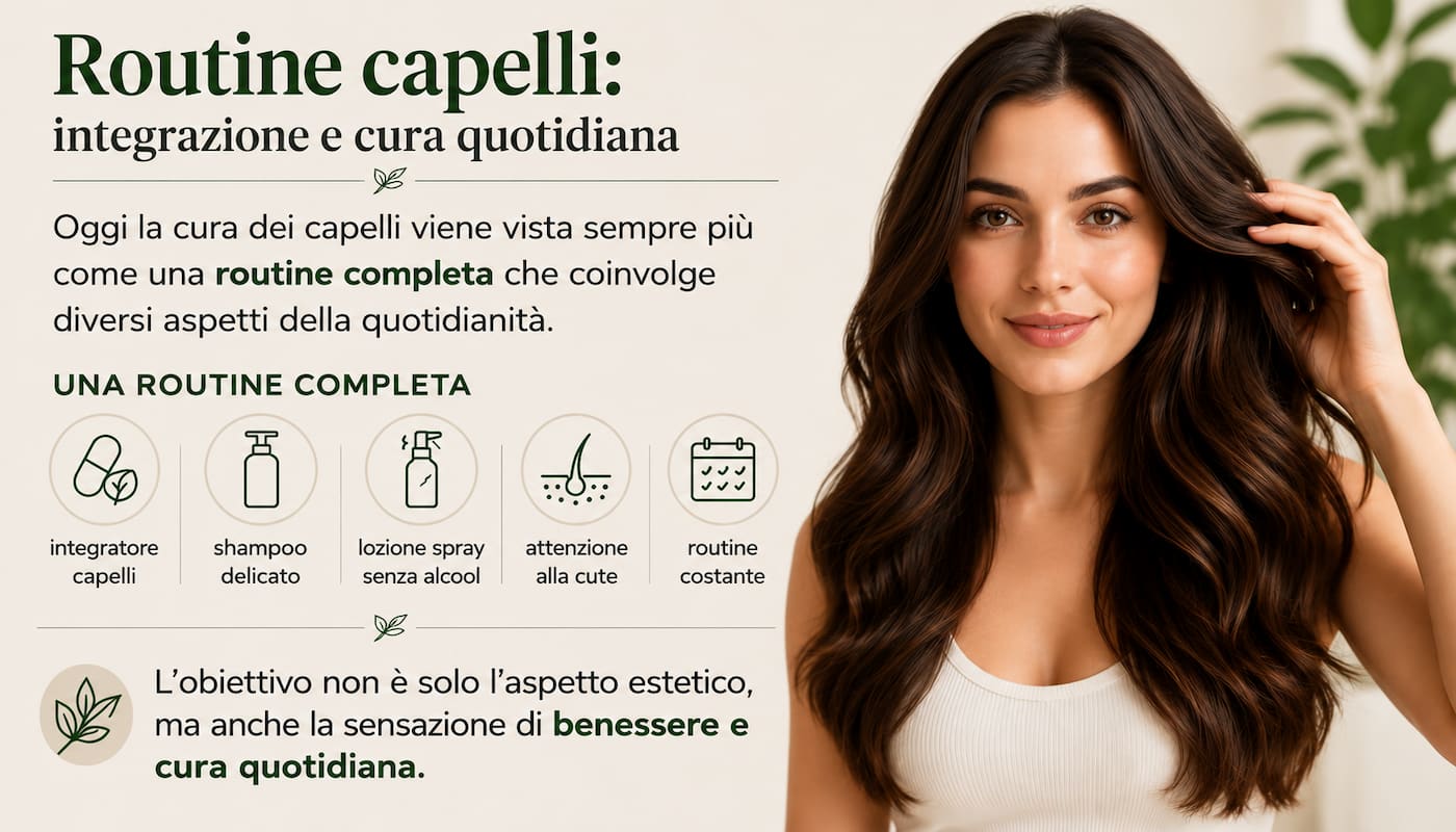 Routine quotidiana per la cura dei capelli con attenzione alla cute e benessere