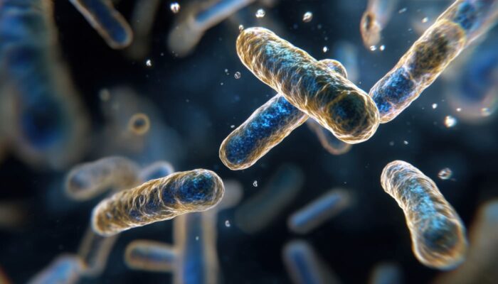 Rappresentazione 3D di batteri a forma di bastoncino associati ai fermenti lattici